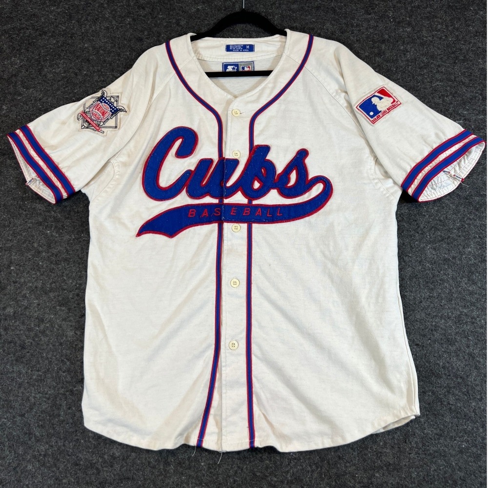 Vintage 90s Starter Chicago Cubs Baseball Jersey Mens Medium White MLB Sports